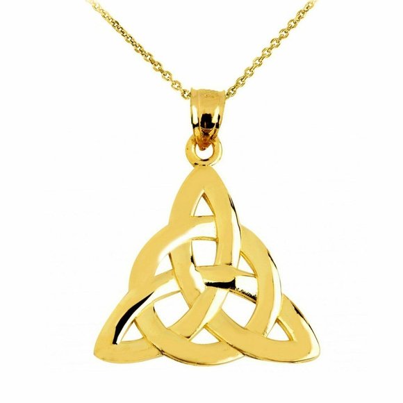 10K Real Gold Celtic Trinity Endless Knot Necklace